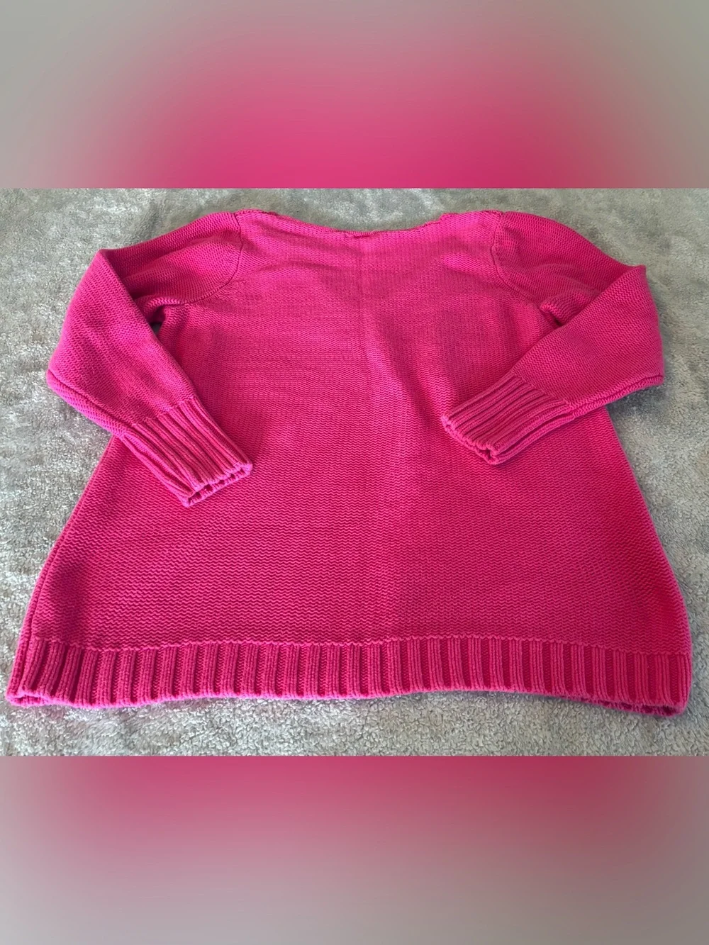 Women’s Long Sleeve V-Neck Pink Sweater Size Large 100% Cotton